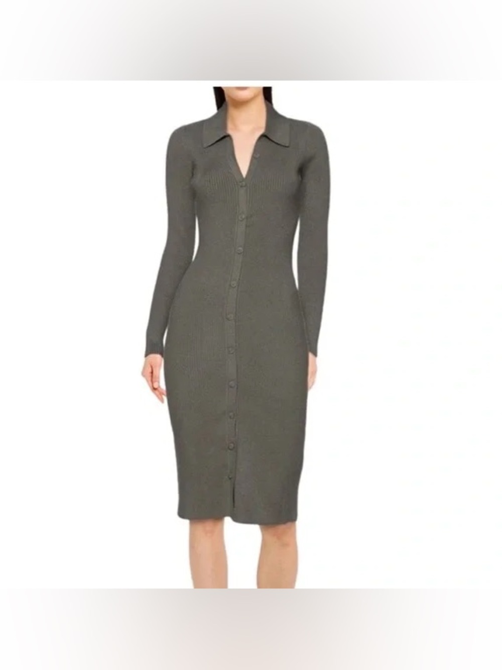 Abercrombie & Fitch Midi Olive Green Sweater Dress